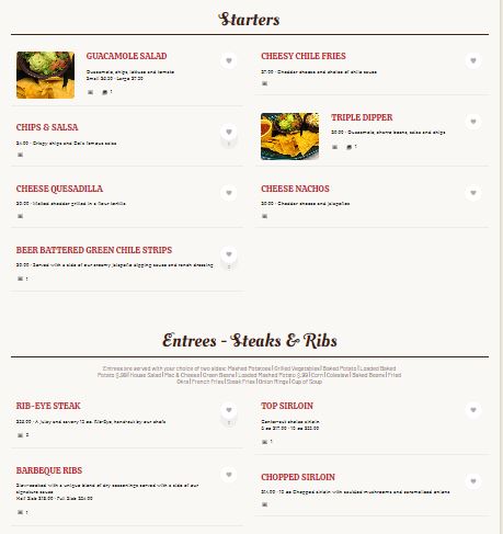 Dels Restaurant Menu