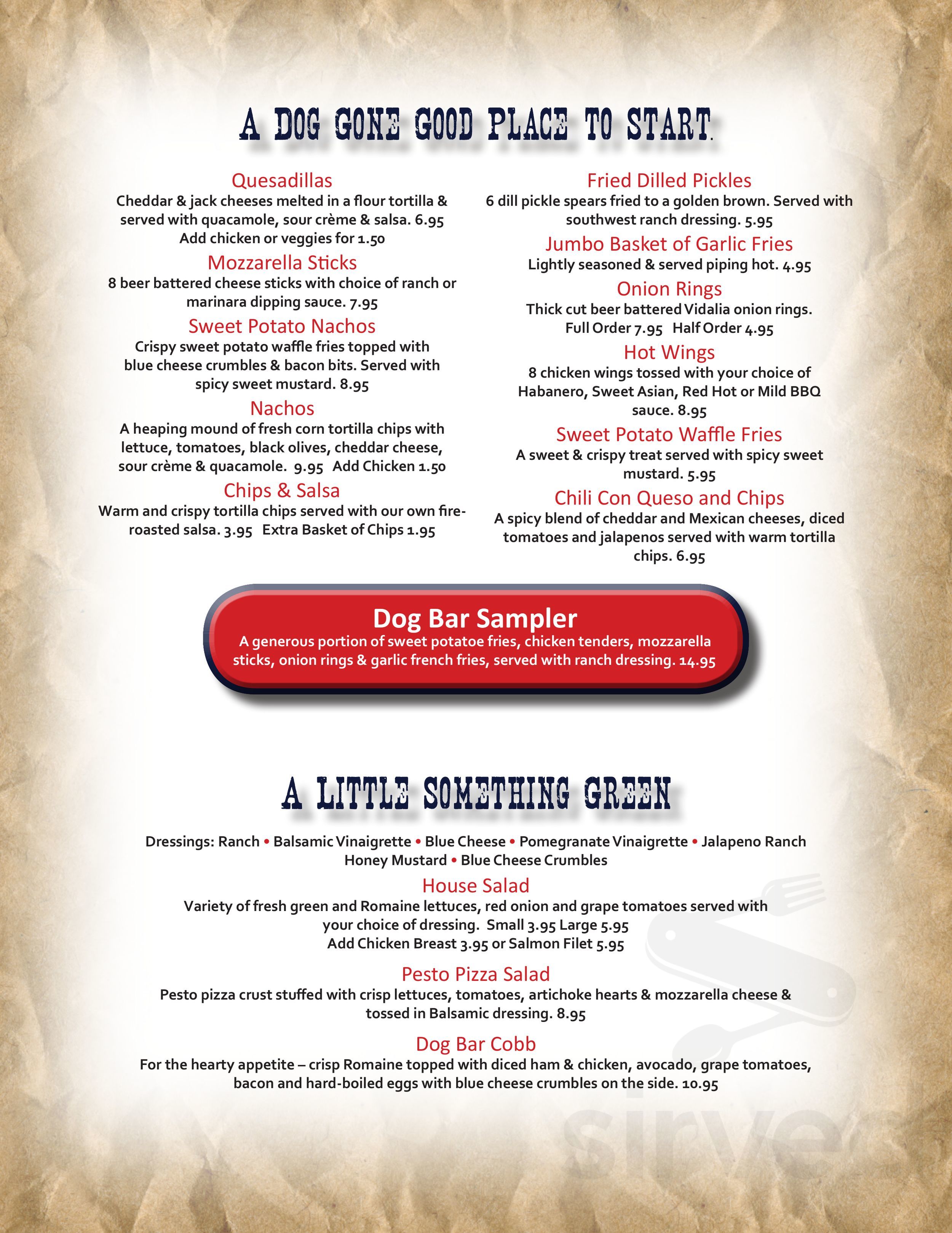 Dog Bar & Grill Dog Bar & Grill Menu - Cafe Menu in La Veta, CO