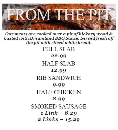 Dreamland BBQ Dreamland BBQ General Menu - American Menu in Mobile, AL