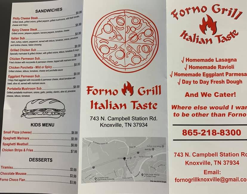 Forno Grill Forno Grill Menu - Italian Menu in Knoxville, TN