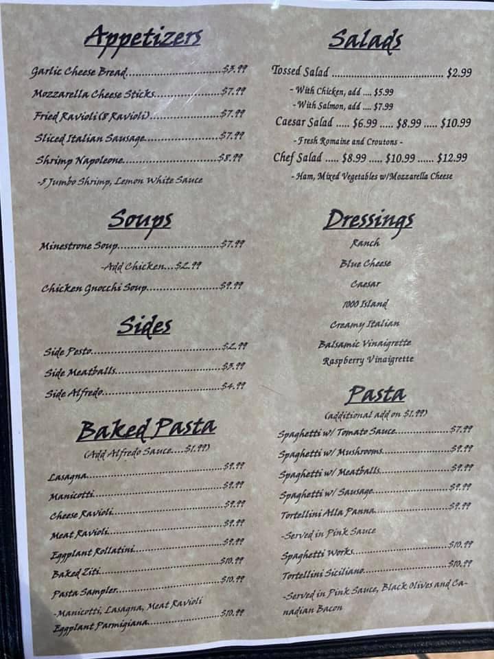 Fratelli's Italian grill Fratelli's Italian grill General Menu - Italian Menu in Pryor, OK
