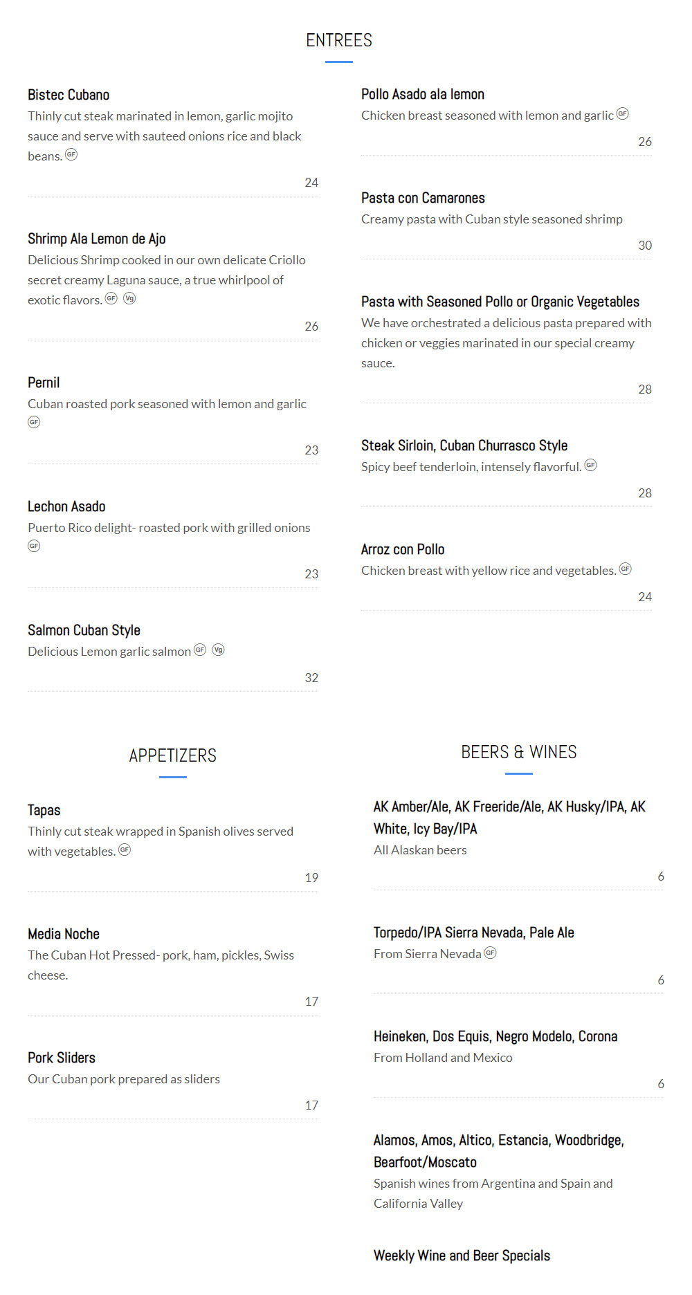 Jazz Bistro on 4th Jazz Bistro on 4th General Menu - Cuban Menu in Fairbanks, AK