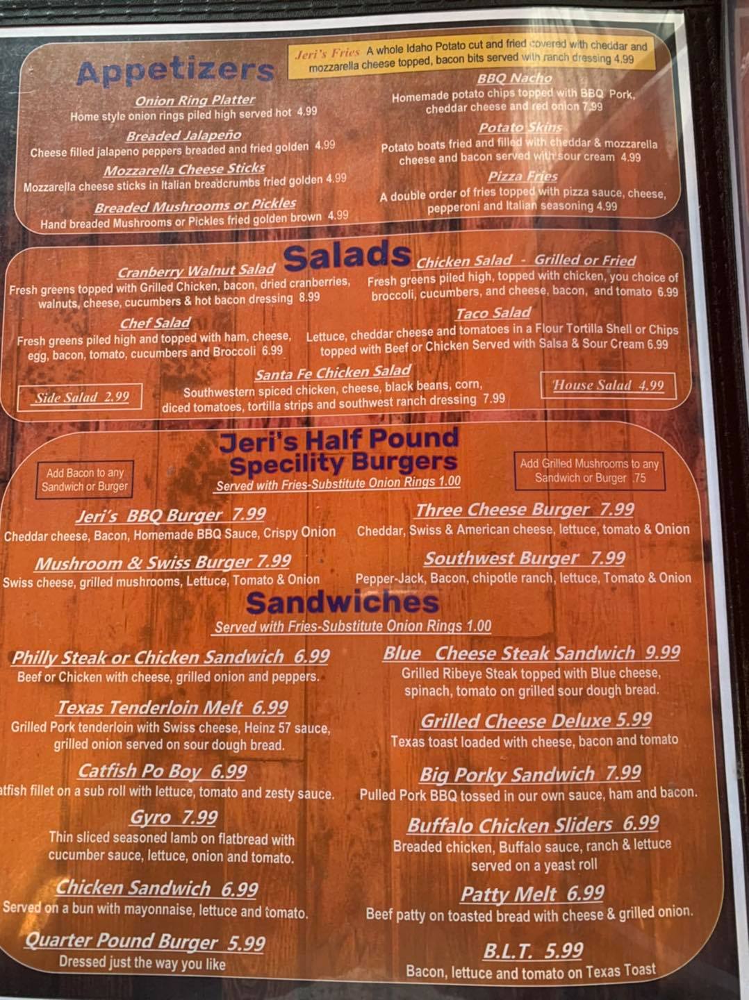 Jeri's Cafe Jeris Cafe Menu - Cafe Menu in Clay, KY