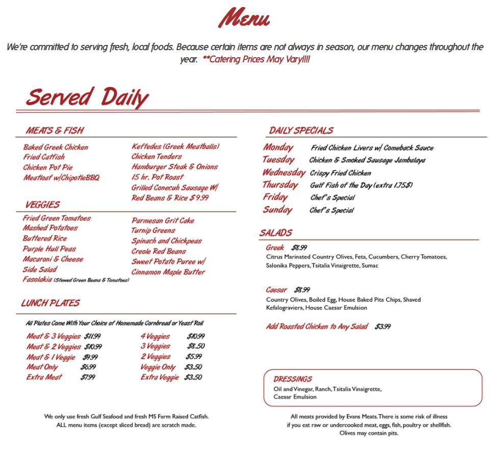 Johnny's Restaurant Johnny's Restaurant General Menu - Southern Menu in Homewood, AL