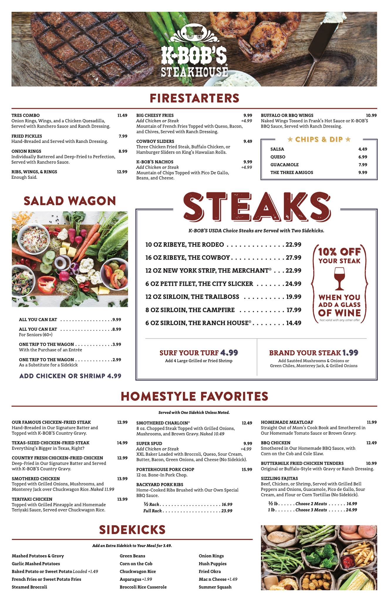 K-BOB'S Steakhouse Clovis K-BOB'S Steakhouse Clovis General Menu - American Menu in Clovis, NM