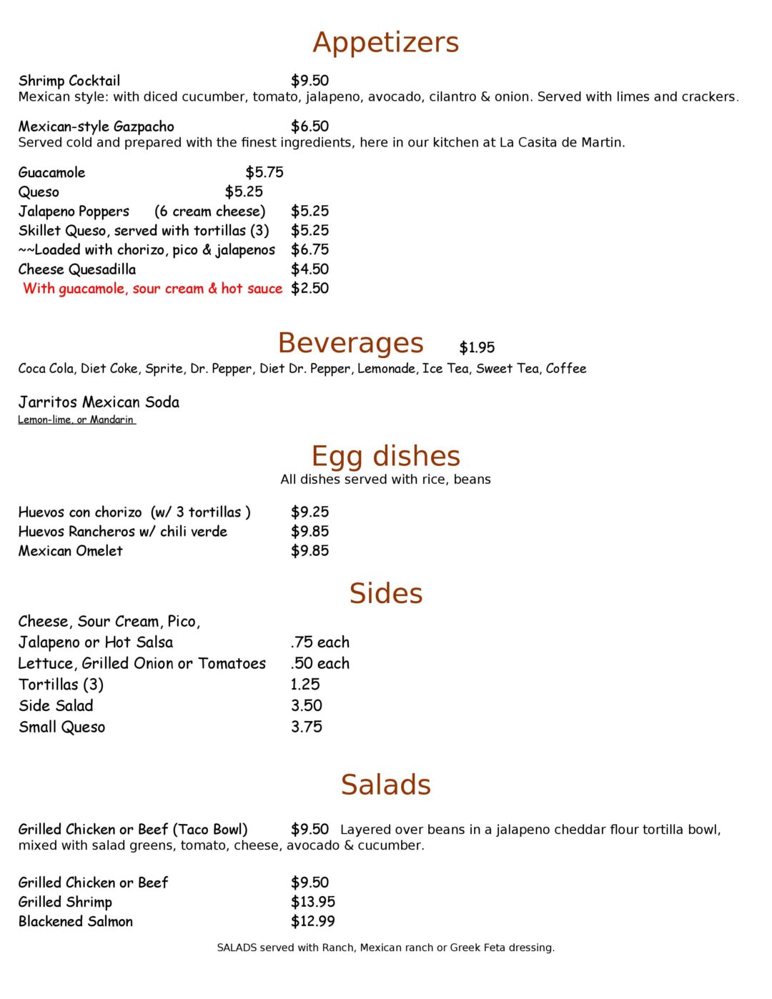 La Casita De Martin La Casita De Martin Menu - American Menu in Grove, OK