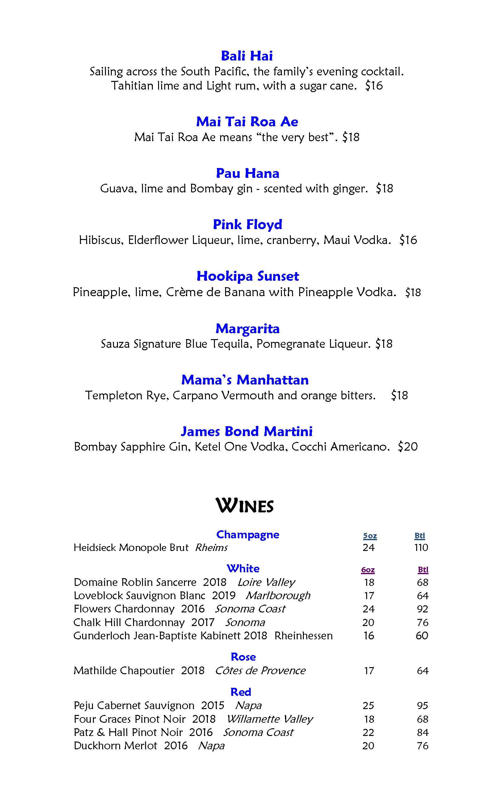 Mama's Fish House Mamas Fish House Menu - American Menu in Paia, HI