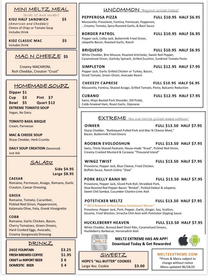 Meltz Extreme Grilled Cheese Meltz Extreme Grilled Cheese Menu - Fast Food Menu in Coeur D'Alene, ID