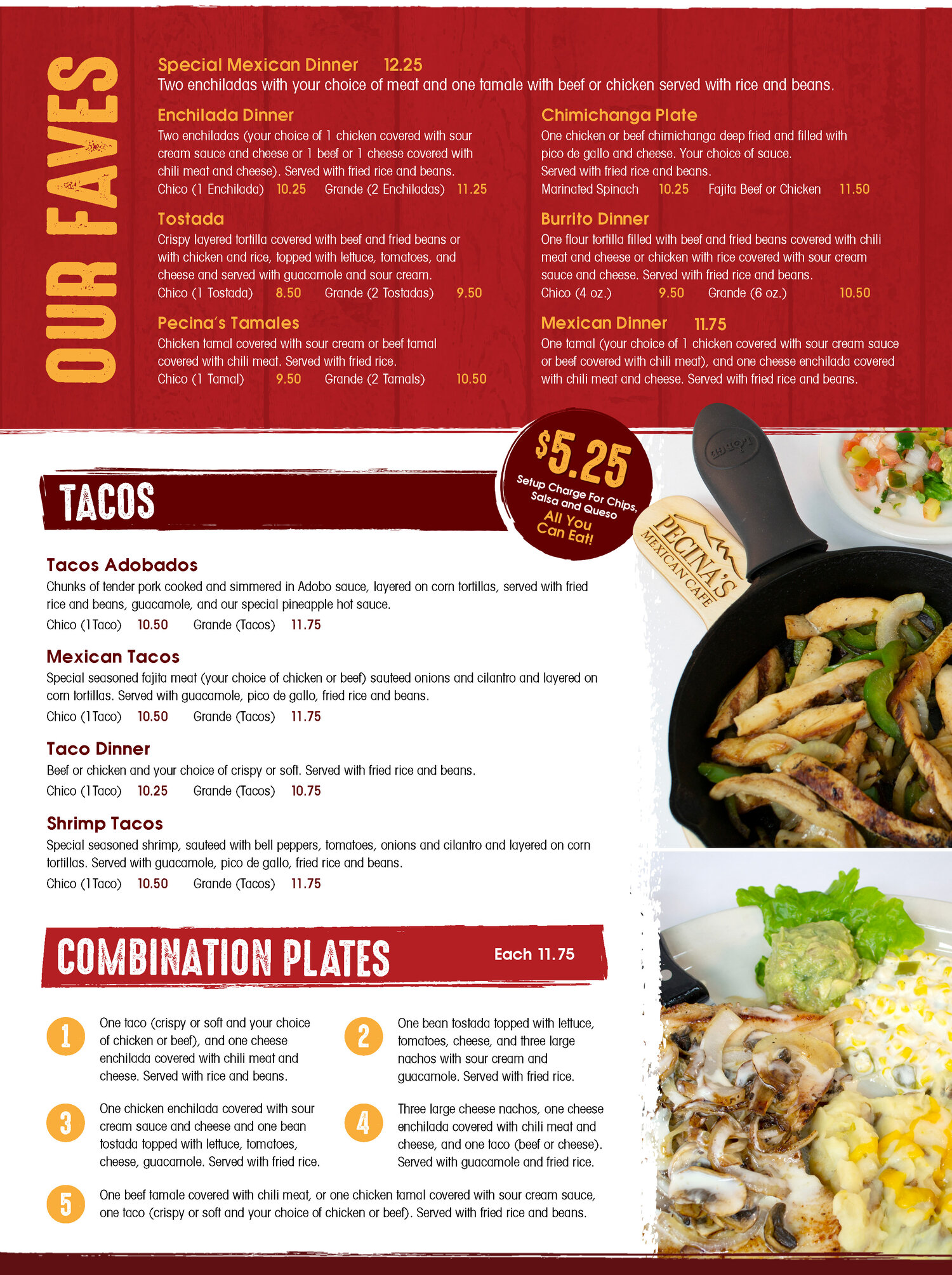 Pecina's Mexican Cafe Pecina's Mexican Cafe General Menu - Mexican Menu in Weatherford, OK
