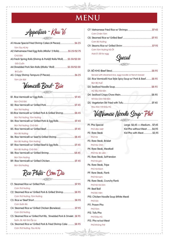 Pot Au Pho Mobile AL Pot Au Pho Mobile AL General Menu - Vietnamese Menu in Mobile, AL