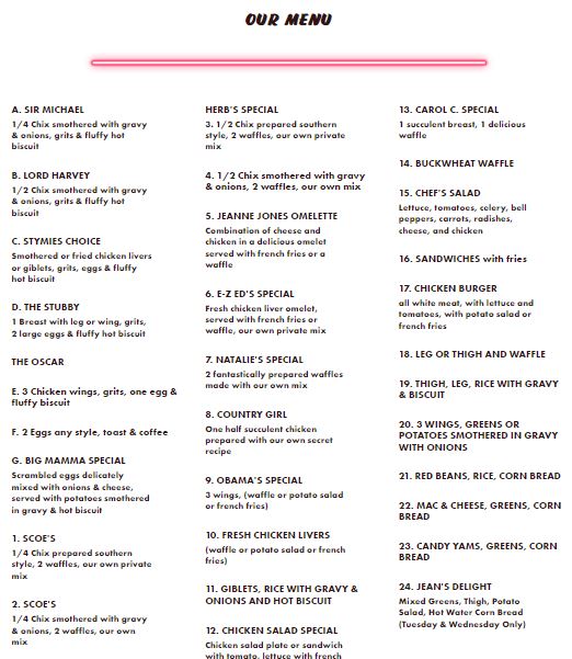 Roscoe's House of Chicken and Waffles Roscoes House of Chicken and Waffles Menu - American Menu in Inglewood, CA