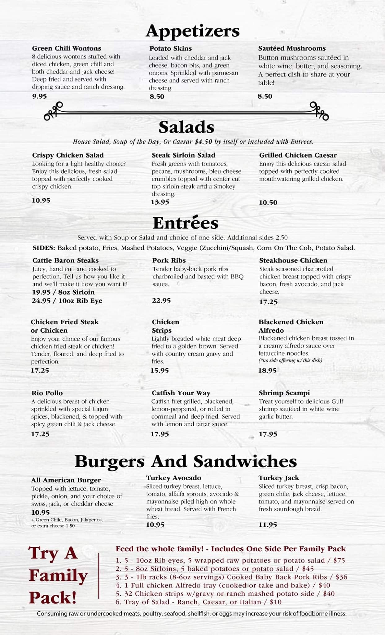 Cattle Baron Roswell Cattle Baron Steak and Seafood Menu - American Menu in Roswell, NM