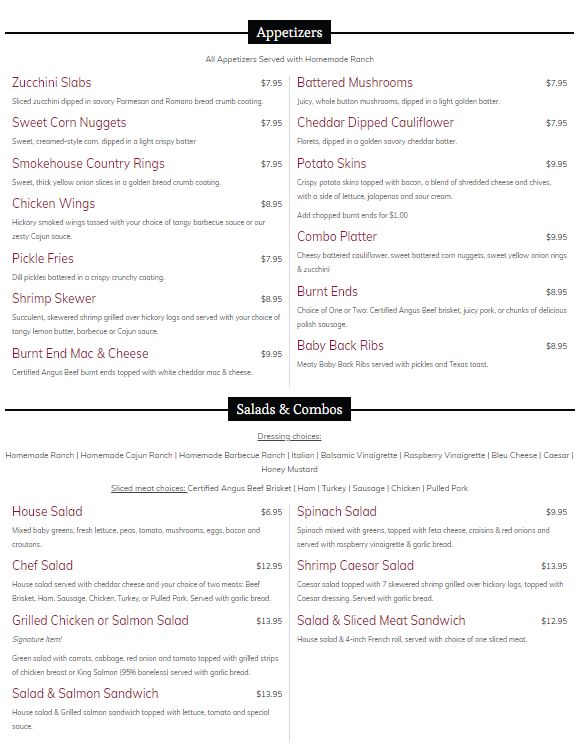 Smokehouse Barbecue - Kansas City, MO - Zona Rosa Smokehouse Barbecue Menu - BBQ Menu in Kansas City, MO