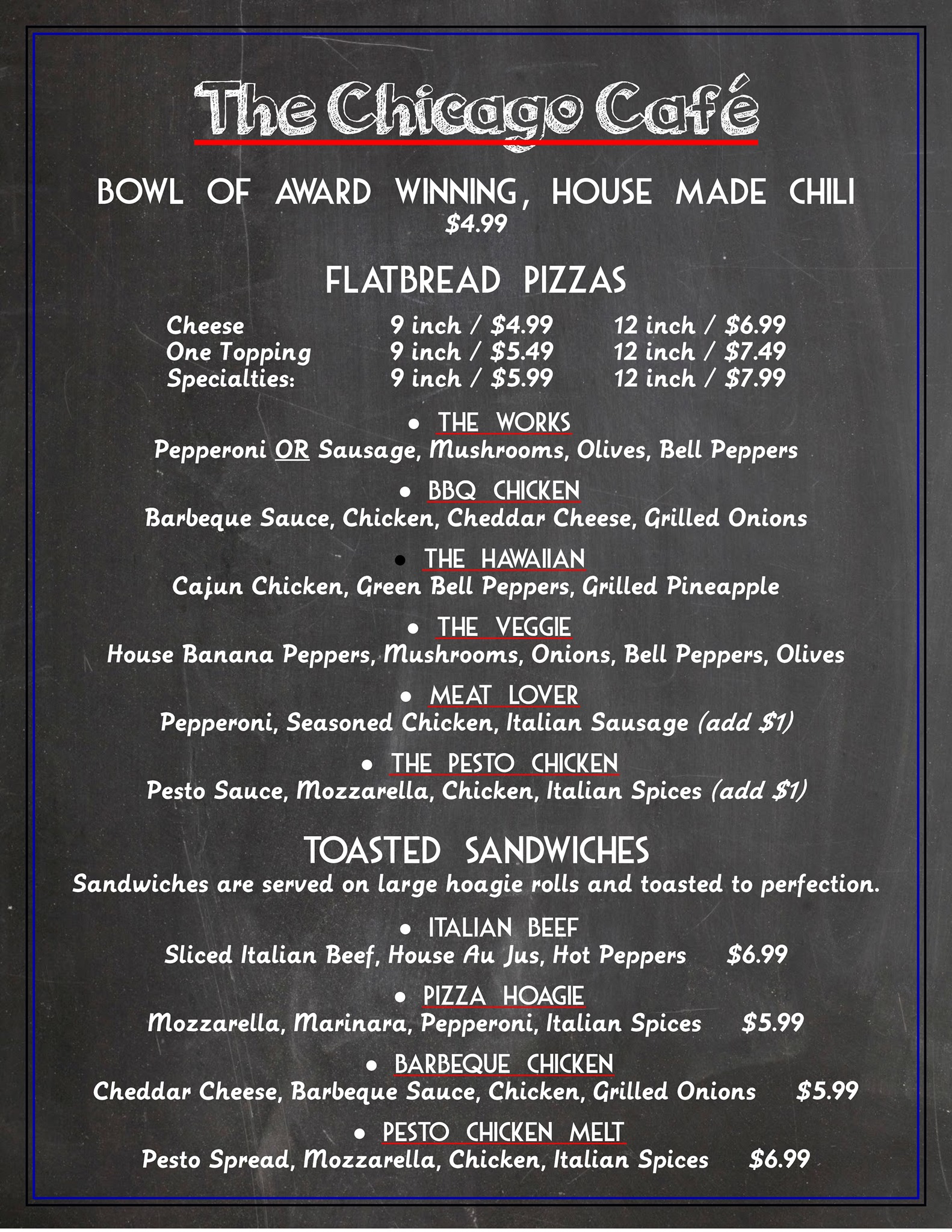 The Chicago Cafe The Chicago Cafe General Menu - Cafe Menu in Florence, AL