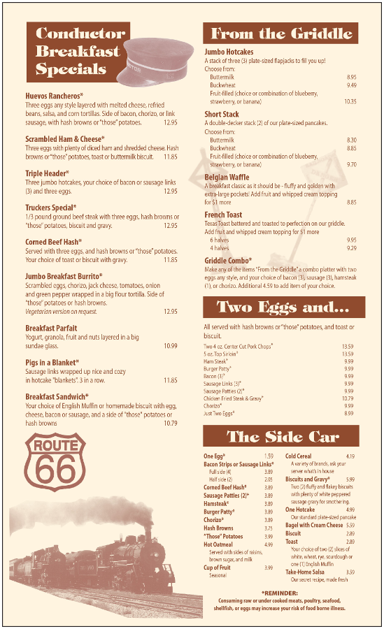 The Crown Railroad Café The Crown Railroad Cafe Menu - Cafe Menu in Flagstaff, AZ