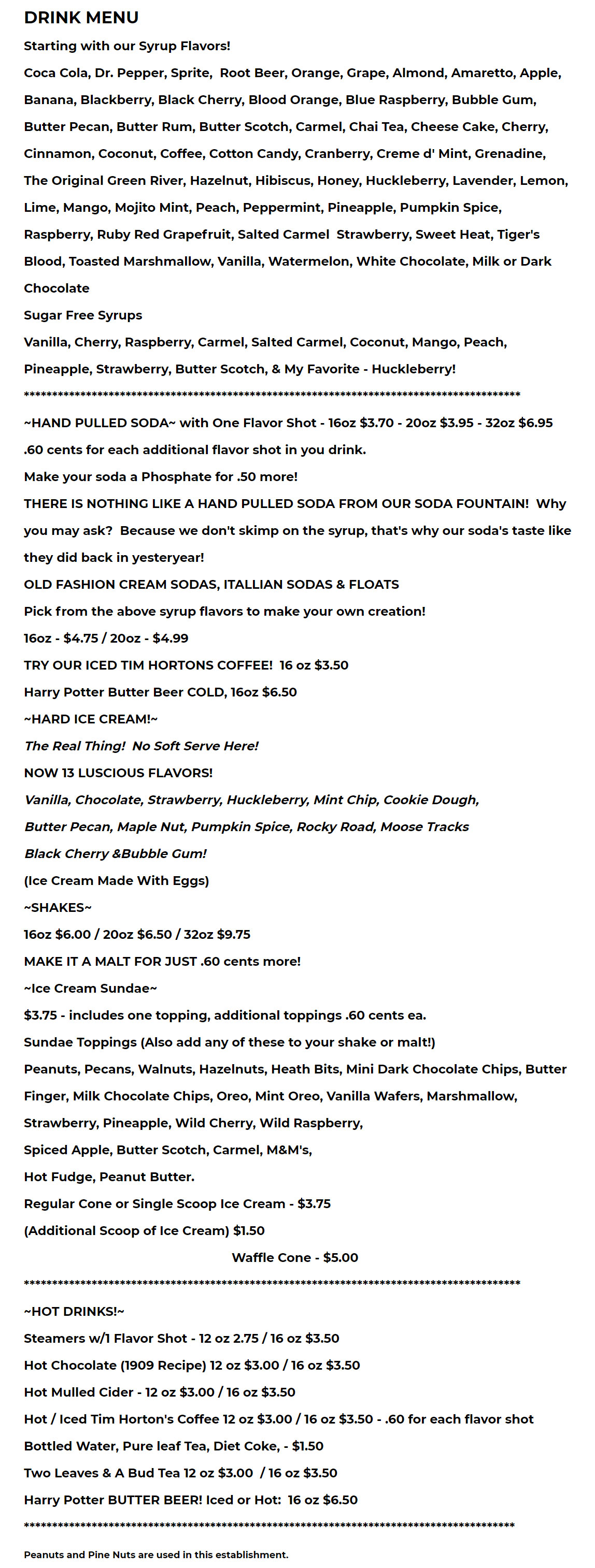 Rialto Soda Fountain The Rialto Soda Fountain Menu - Cafe Menu in Casper, WY