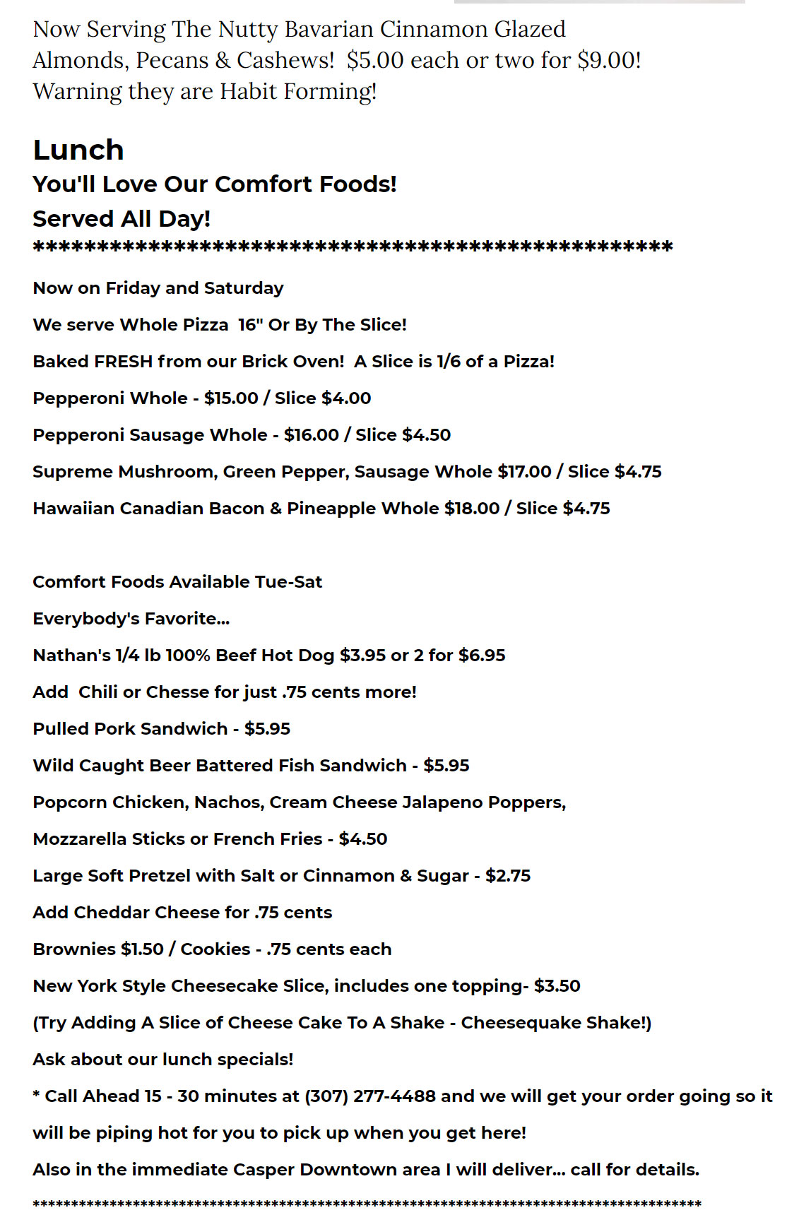 Rialto Soda Fountain The Rialto Soda Fountain Menu - Cafe Menu in Casper, WY