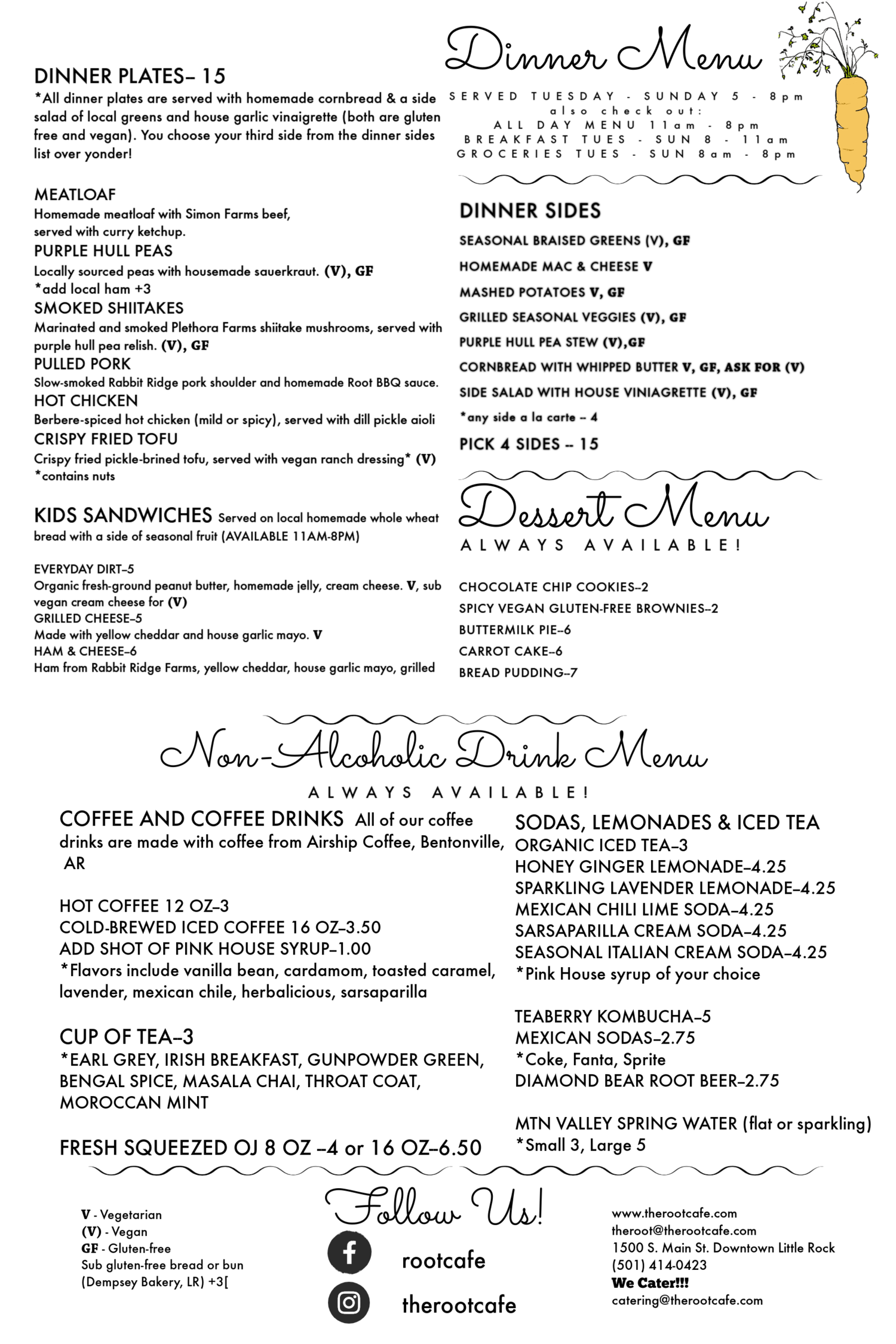 The Root Cafe The Root Cafe General Menu - Cafe Menu in Little Rock, AR