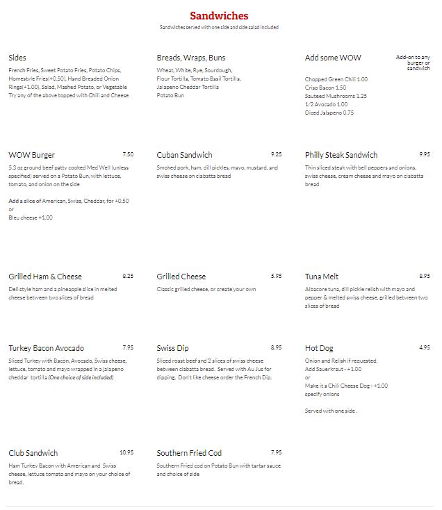 Gabbys Diner Gabbys Diner General Menu - American Menu in Milan, NM