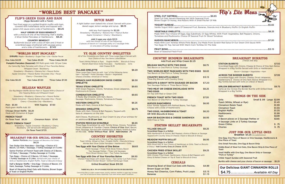 Ye Olde Pancake Station Ye Olde Pancake Station Menu - American Menu in Amarillo, TX
