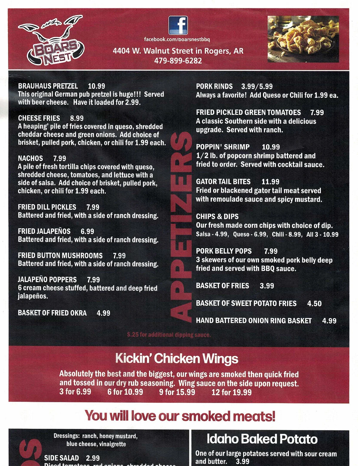 Boars Nest Boars Nest General Menu - Bars Menu in Rogers, AR