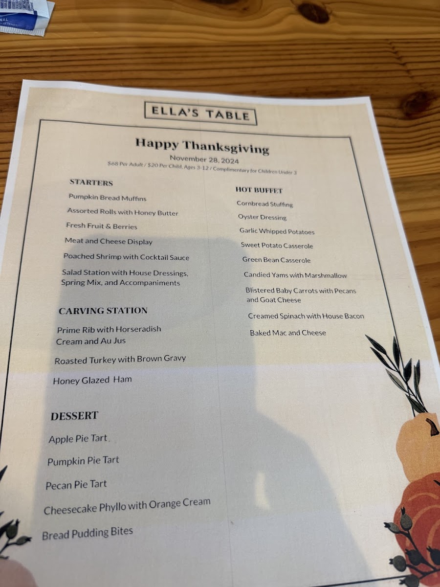 Ella's Table Ella's Table General Menu - Restaurant Menu in Fayetteville, AR