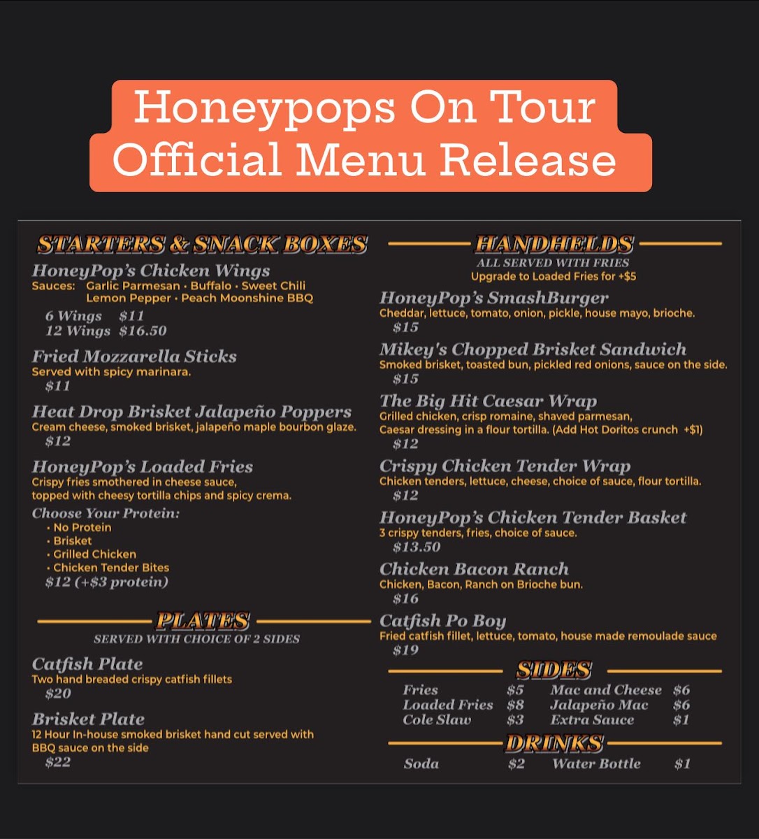 Honeypops On Tour Honeypops On Tour General Menu - Restaurant Menu in Pineville, MO