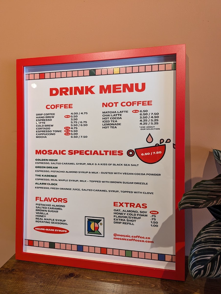 Mosaic Coffee Co. Mosaic Coffee Co. General Menu - Cafe Menu in Minneapolis, MN