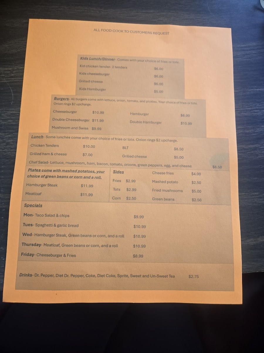 Nana D's Nana D's General Menu - Restaurant Menu in Decatur, AR